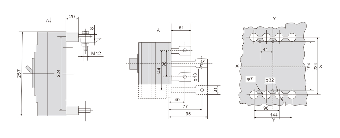 2-Dimensións de contorno e instalación (mm)